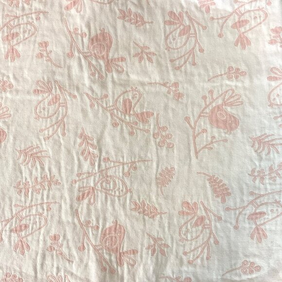 Peacock Alley Bird Print Baby Girls Blanket Pink & White Cotton Made In Portugal - Picture 3 of 8